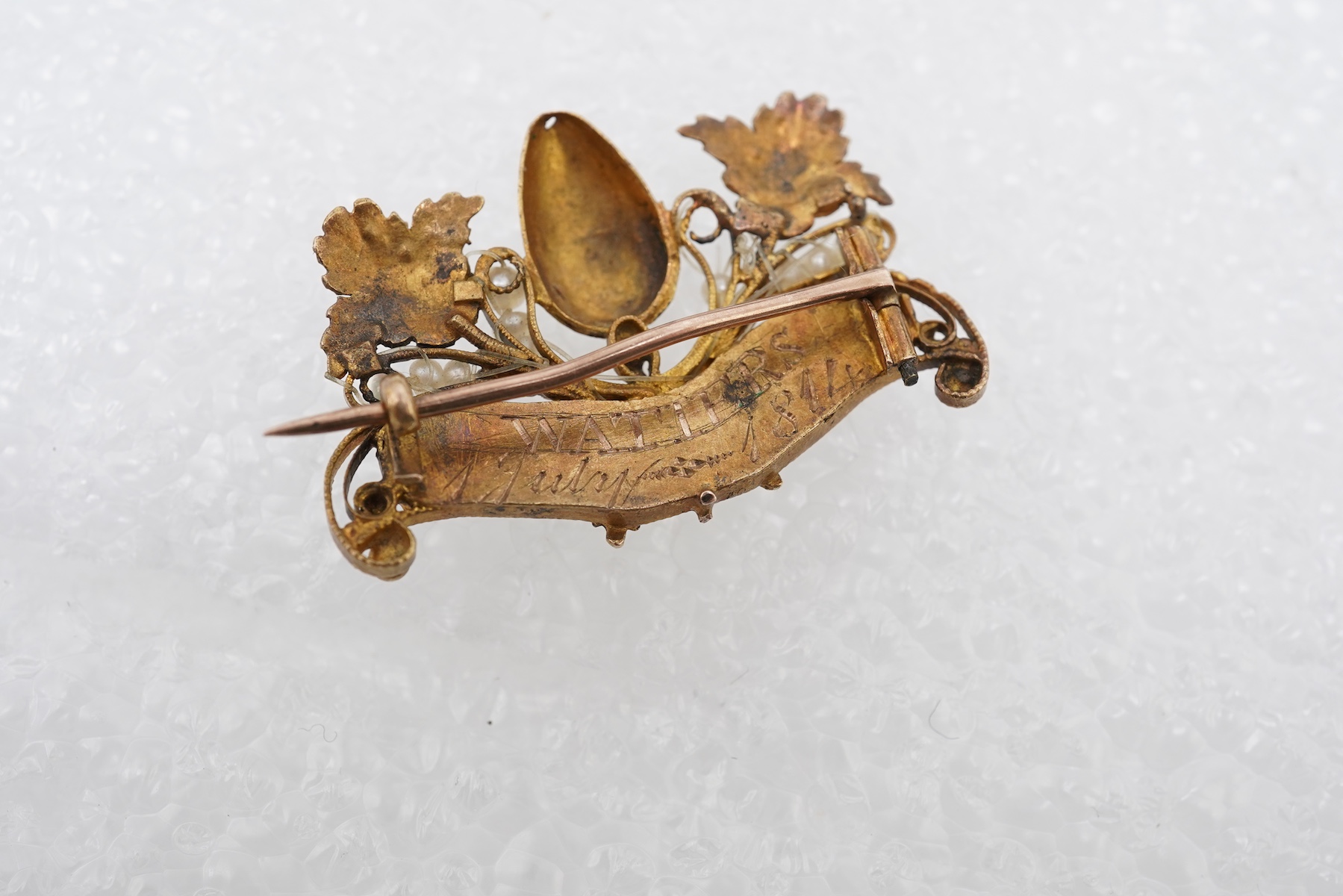 A rare George III gem-set acrostic mourning brooch, circa 1814